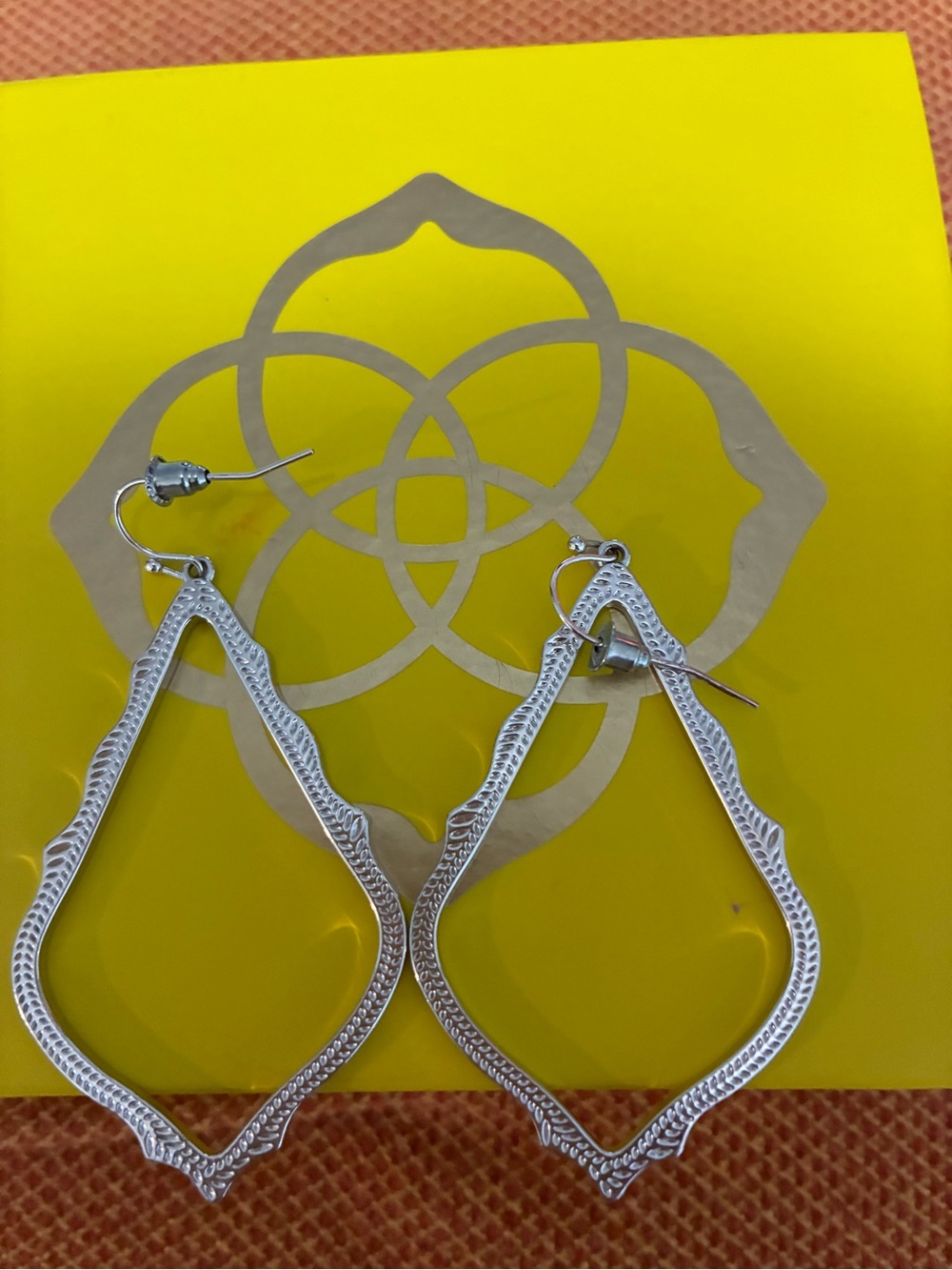 Kendra Scott Silver Openwork Dangle Teardrop Earrings